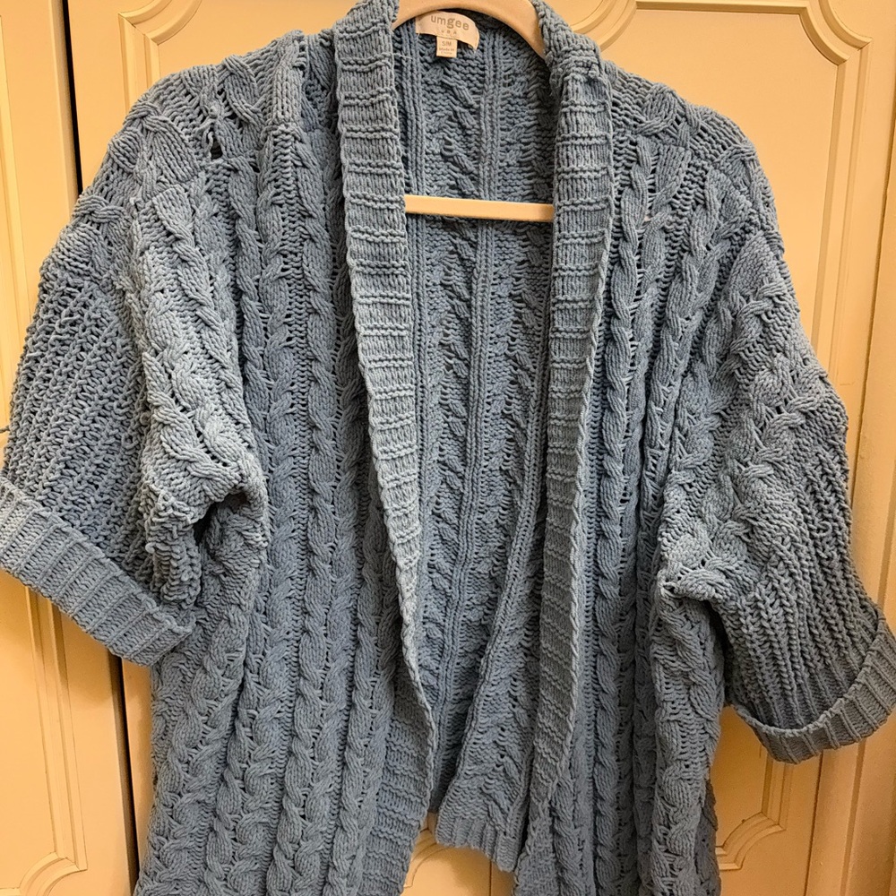 Umgee Light Blue Knit Women's Cardigan - Size Small/Medium